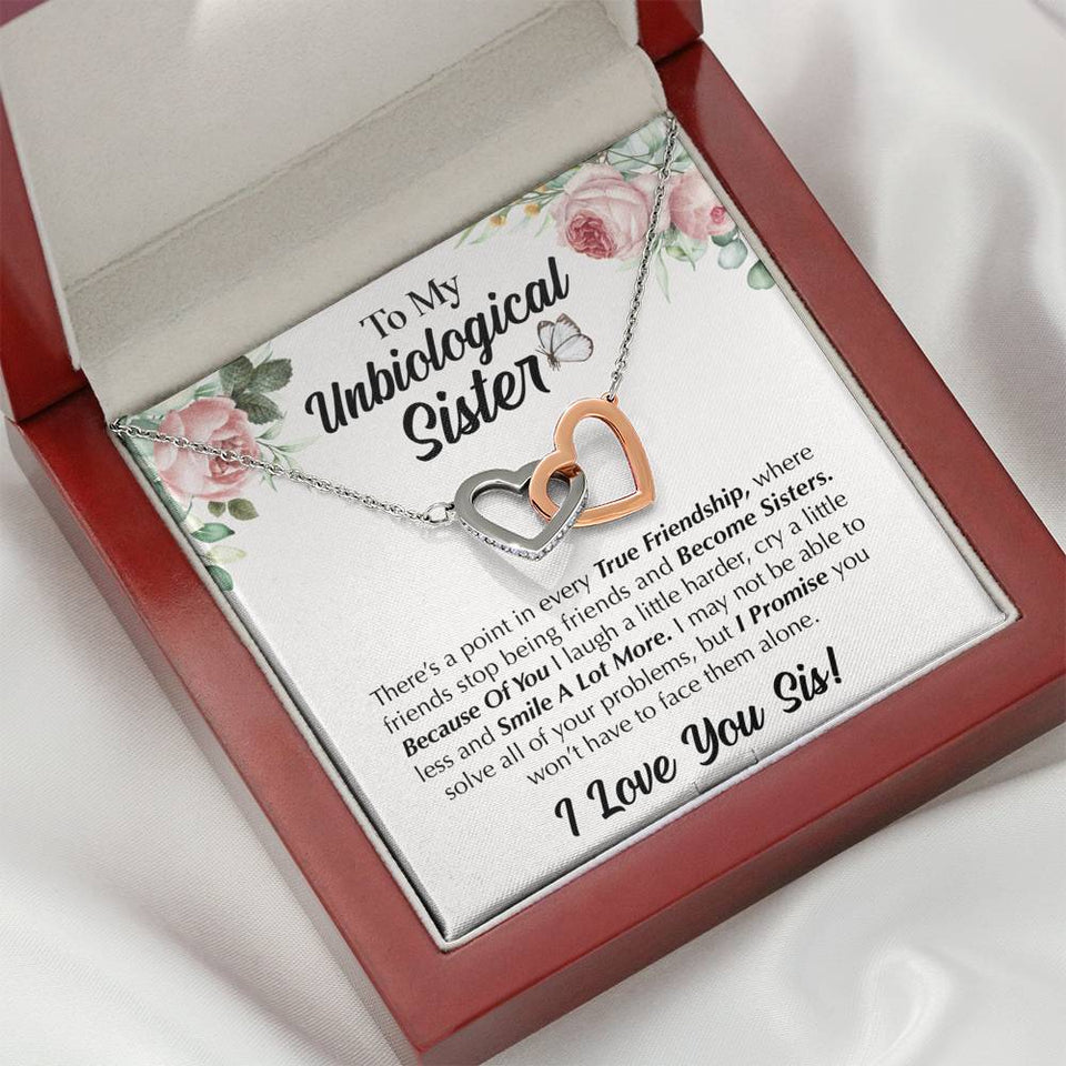 Interlocking Hearts Necklace- To My Unbiological Sister - I Smile a Lot More