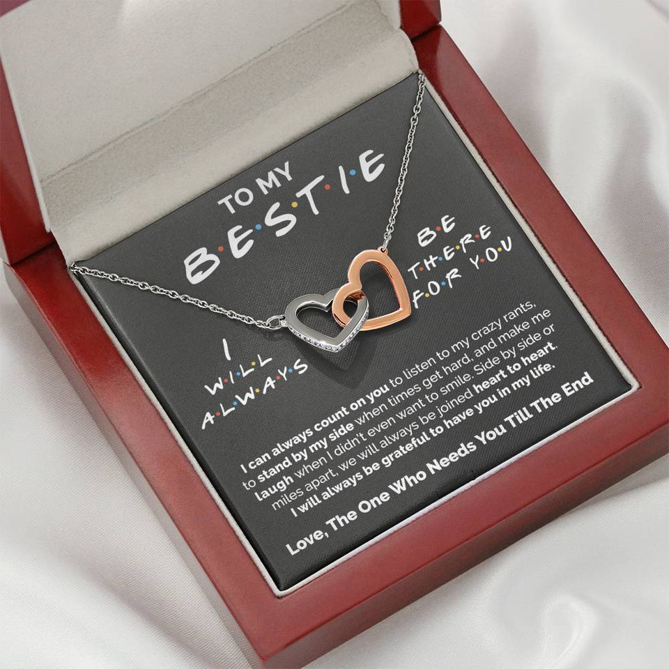 Interlocking Hearts Necklace- To My Bestie - Heart to Heart - Interlocked Heart Necklace