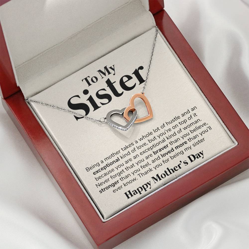 Interlocking Hearts Necklace- To My Sister - Exceptional Kind of Love - Interlocking Hearts Necklace