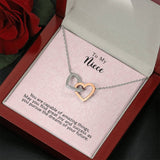 To My Niece Joy and Success Interlocking Hearts Necklace