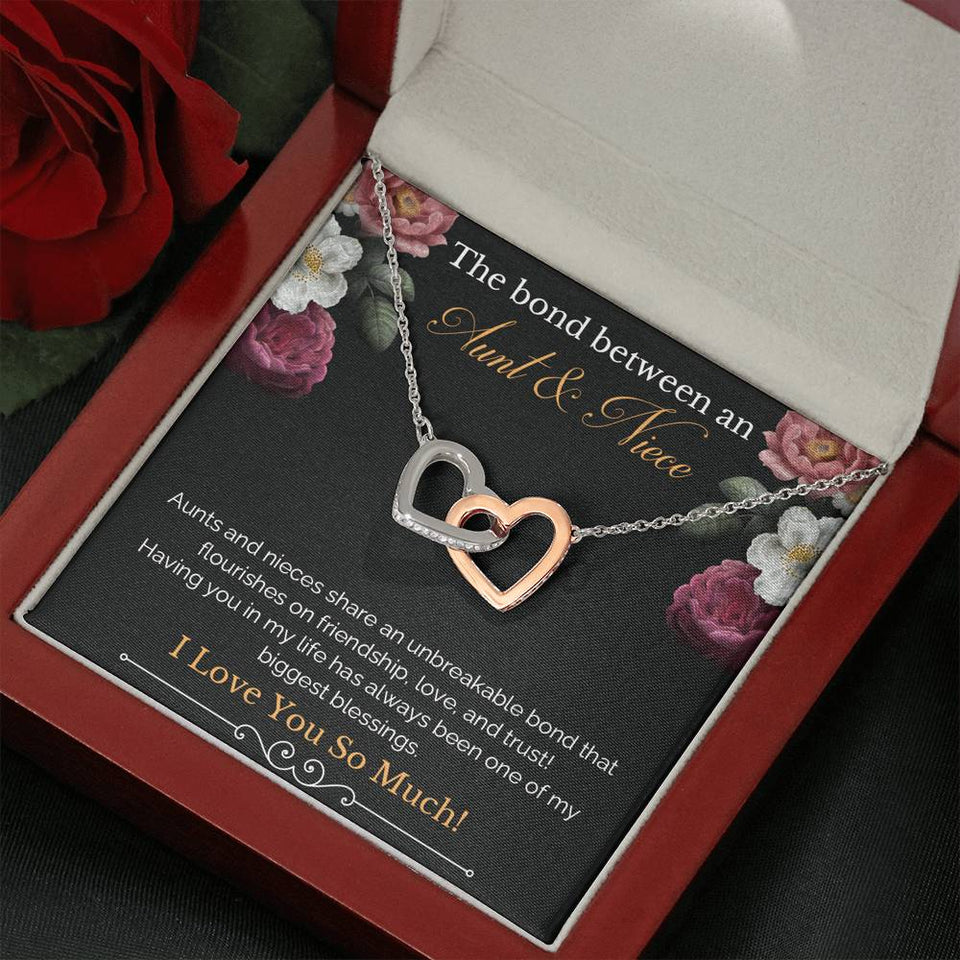 The Bond Between An Aunt & Niece - Aunts And Nieces Share An Unbreakable Bond - Interlocking Hearts Necklace