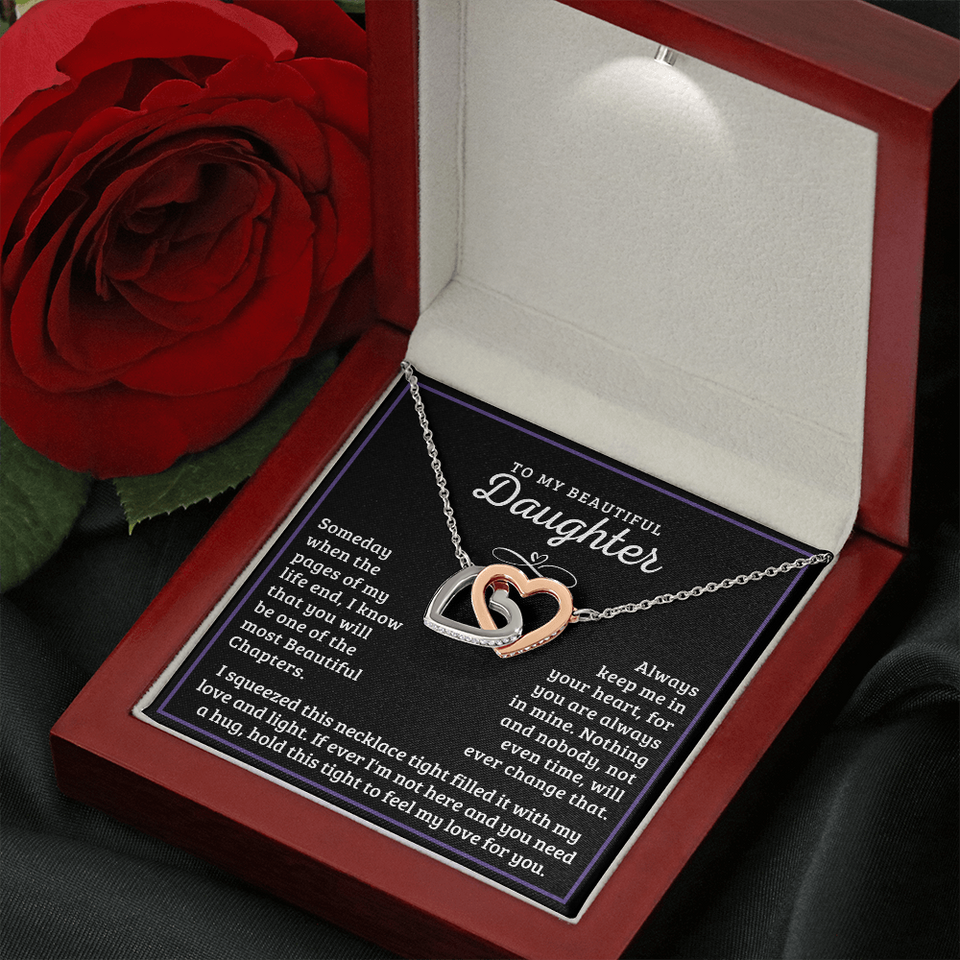 To My Beautiful Daughter,  My Love And Light - Interlocking Hearts Necklace