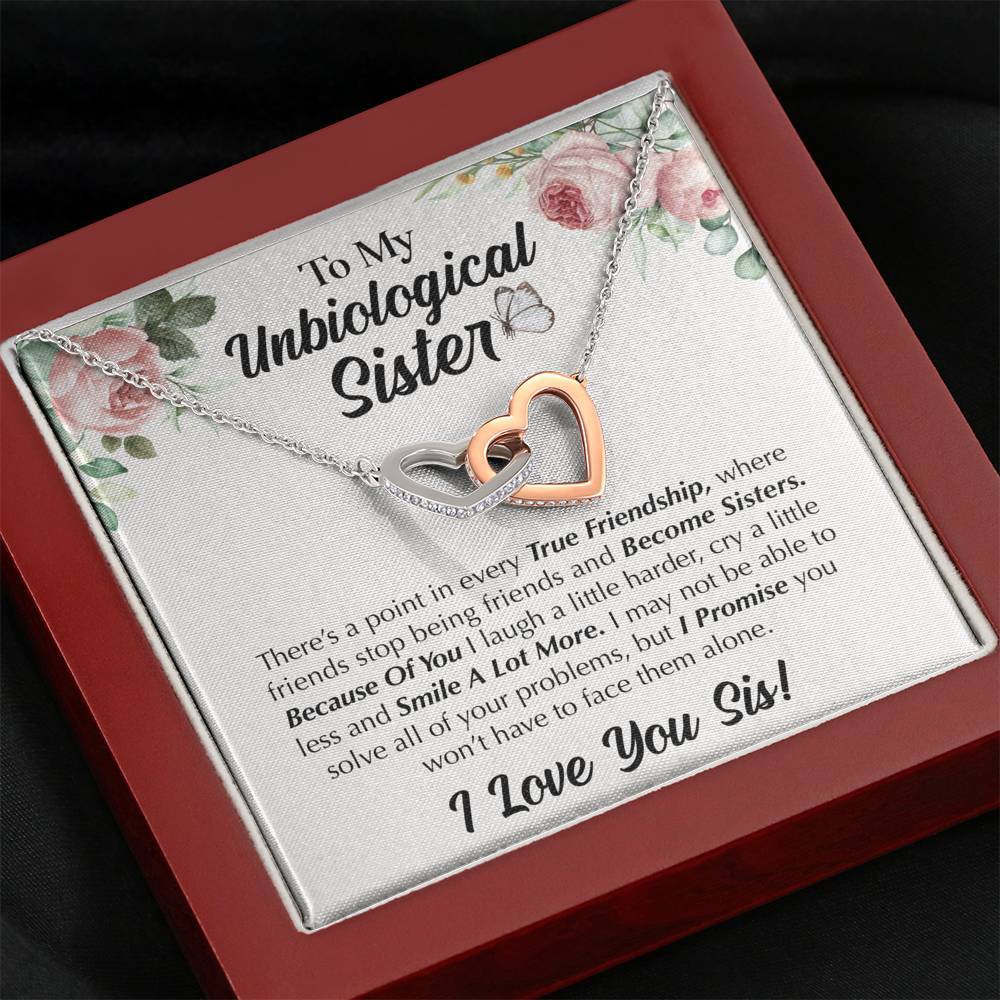 Pamaheart- Interlocking Hearts Necklace- To My Unbiological Sister - I Smile a Lot More
