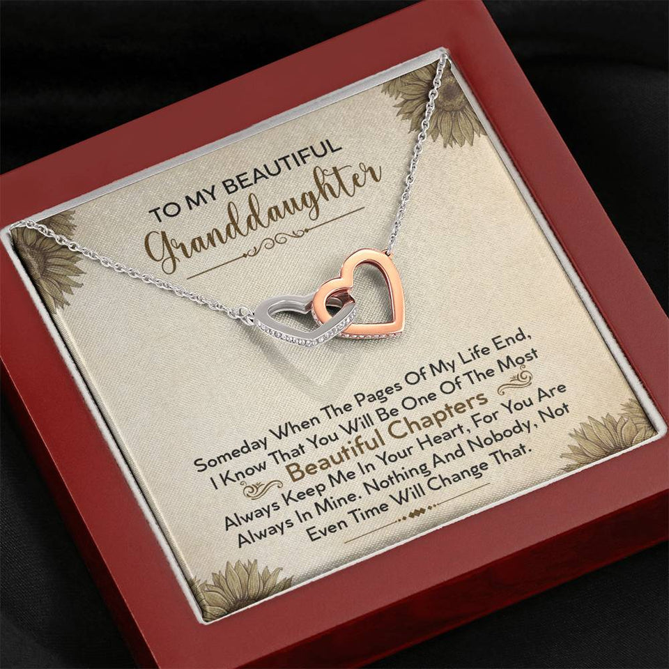 To My Beautiful Granddaughter Necklace - Always Keep Me In Your Heart - Interlocking Hearts Necklace