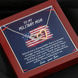 TO MY MILITARY MOM - Two Hearts Embellished With Cubic Zirconia Stones, Interlocking Hearts Necklace