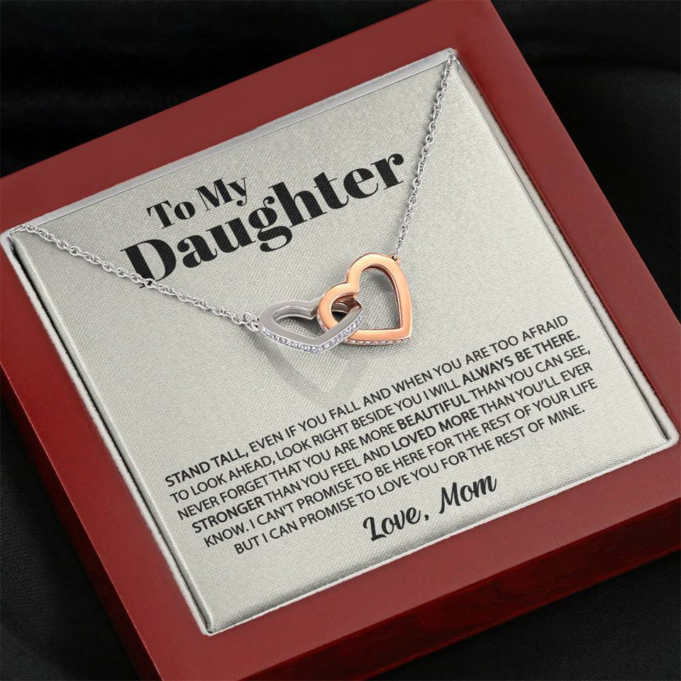 Interlocking Hearts Necklace- To my Daughter - Stand tall - Interlocking Necklace