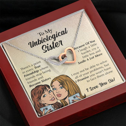 Pamaheart- Interlocking Hearts Necklace- To My Unbiological Sister - We've Become Sisters