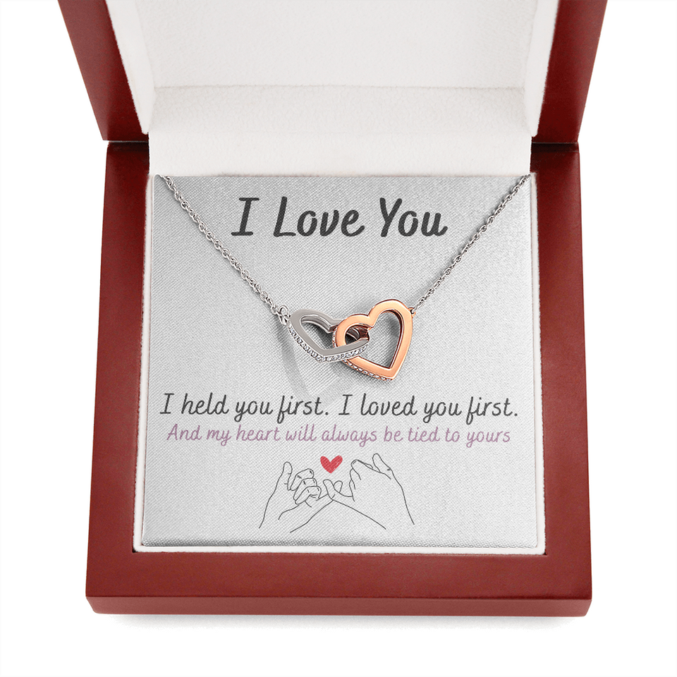 Mother And Daughter | I Love You | Interlocking Hearts Necklace