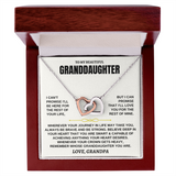 To My Granddaughter Necklace - Always Be Brave, Be Strong, Love Grandpa - Beautiful Gift Set,  InterLocking Hearts Necklace