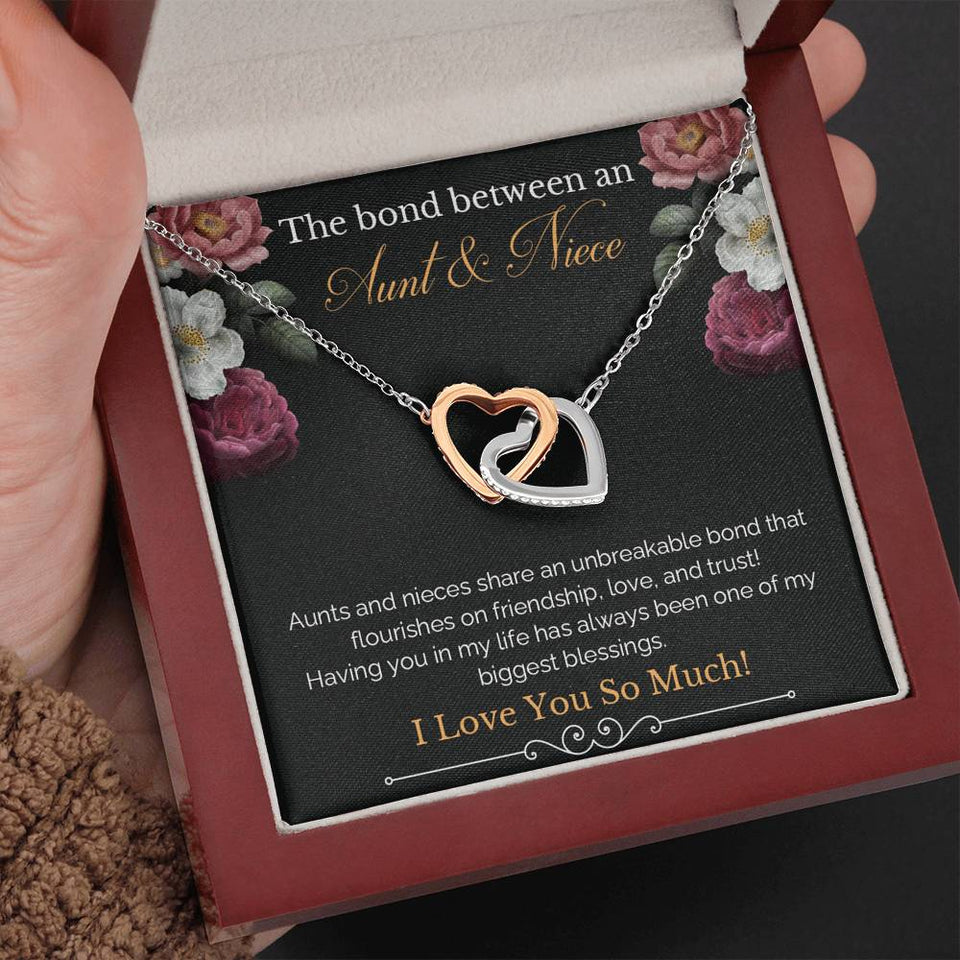 The Bond Between An Aunt & Niece - Aunts And Nieces Share An Unbreakable Bond - Interlocking Hearts Necklace