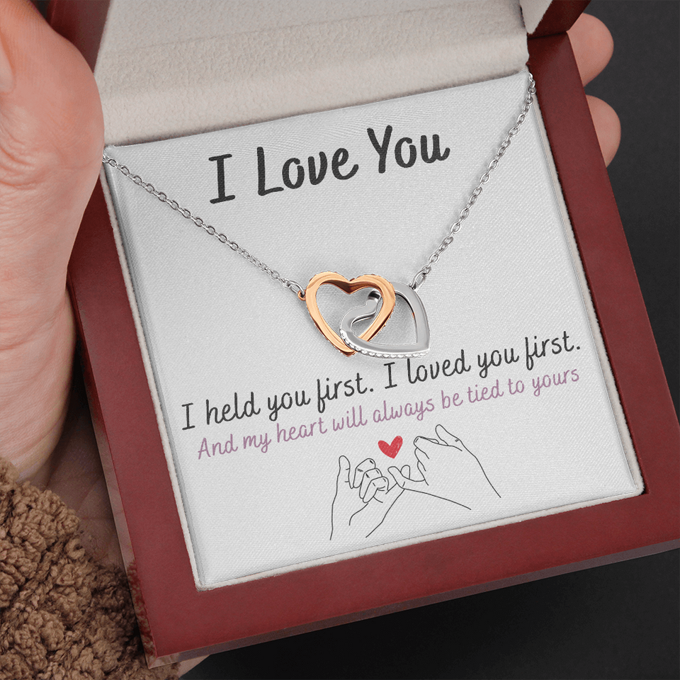 Mother And Daughter | I Love You | Interlocking Hearts Necklace