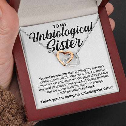 Pamaheart- Interlocking Hearts Necklace- To My Unbiological Sister - You Are My Shining Star- Interlocking Heart Necklace