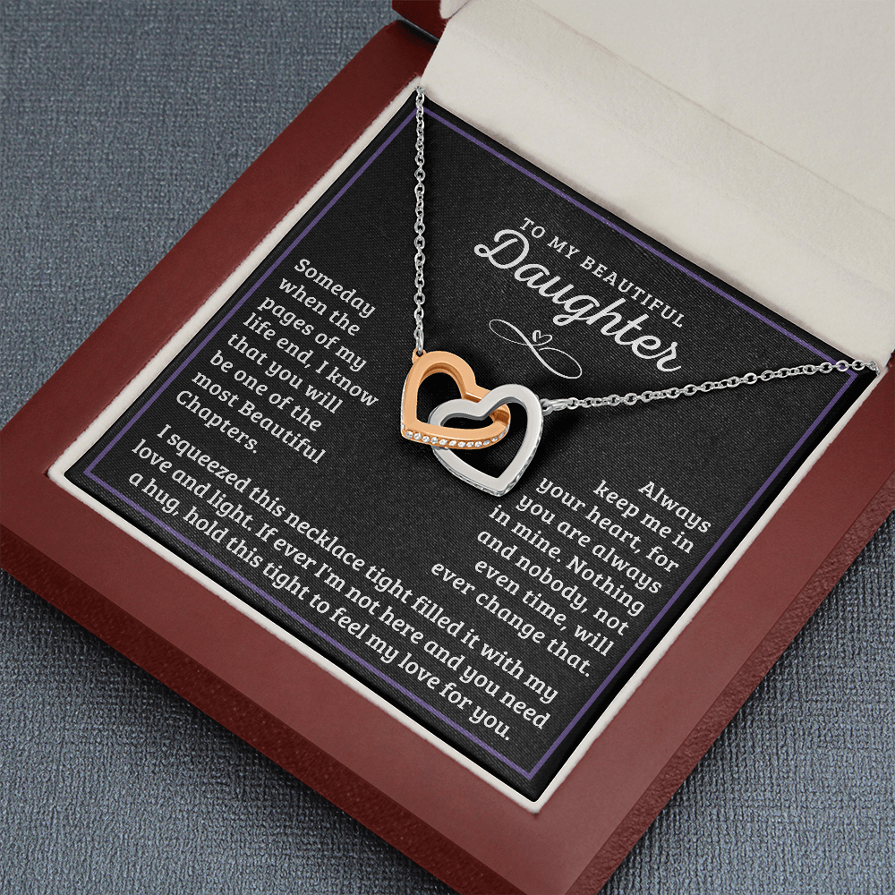 To My Beautiful Daughter,  My Love And Light - Interlocking Hearts Necklace