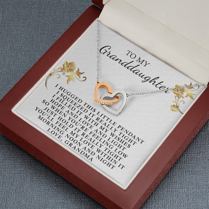 To My Granddaughter - I Hugged This Little Pendant - Interlocking Hearts Necklace