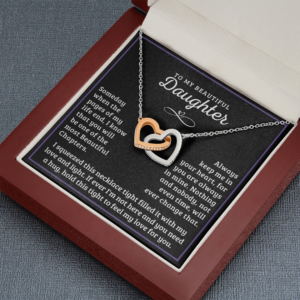 To My Beautiful Daughter,  My Love And Light - Interlocking Hearts Necklace