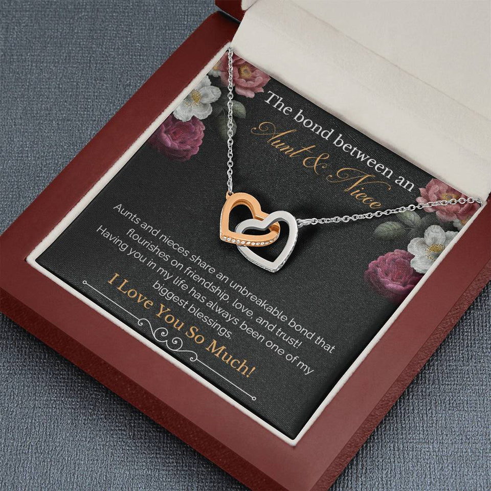 The Bond Between An Aunt & Niece - Aunts And Nieces Share An Unbreakable Bond - Interlocking Hearts Necklace
