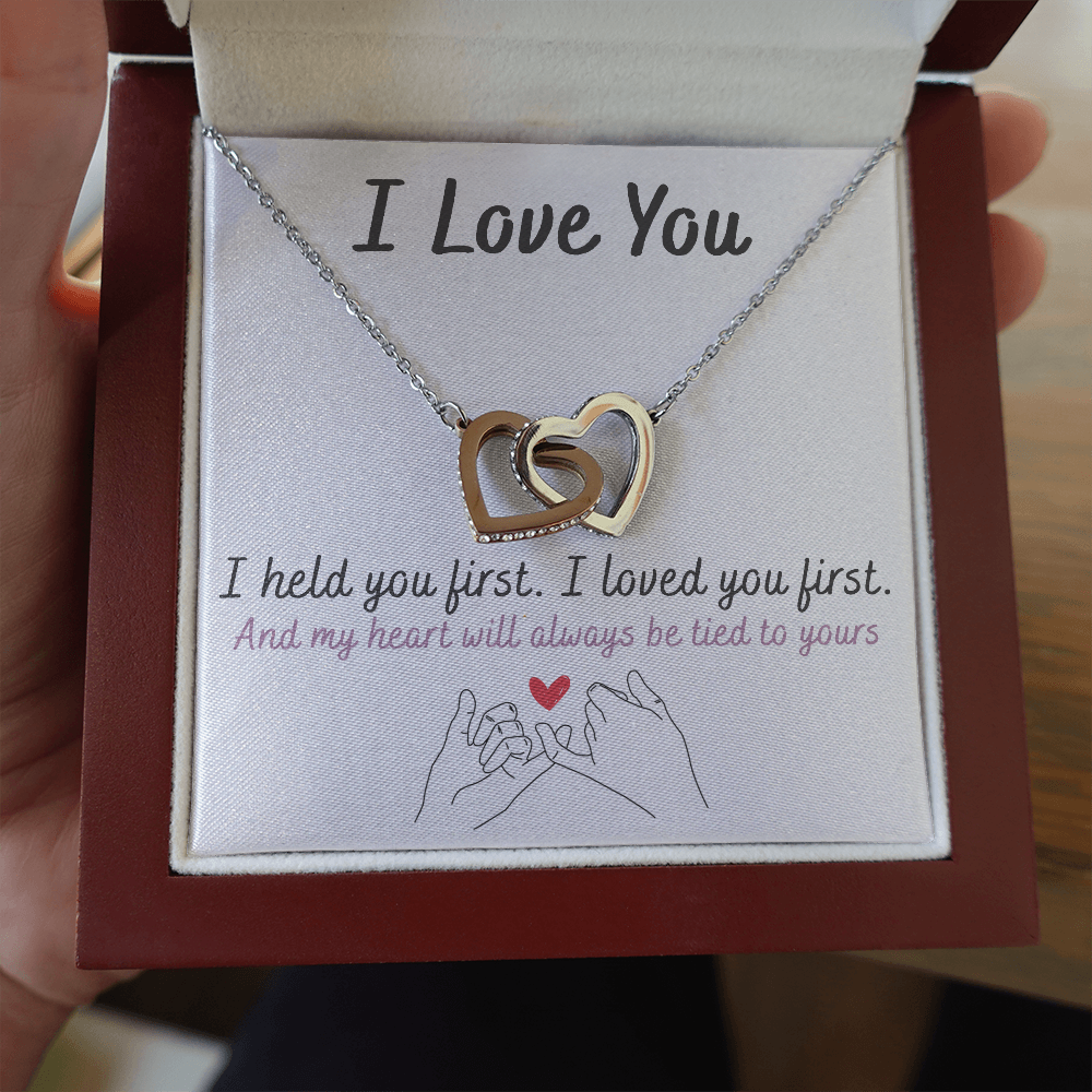 Mother And Daughter | I Love You | Interlocking Hearts Necklace