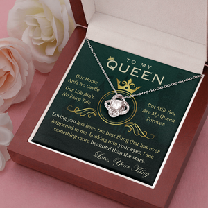 To My Queen Necklace - Anniversary Gift For Wife, Birthday Gift For Wife, You Are My Queen Forever Love Knot Necklace For Girlfriend