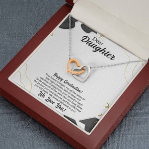 Dear Daughter Graduation Necklace Gift - Your Future is bright - We always believed in you - College, High School, Senior, Master Graduation Gift - Class of 2022 Interlocking Hearts Necklace - LX036B