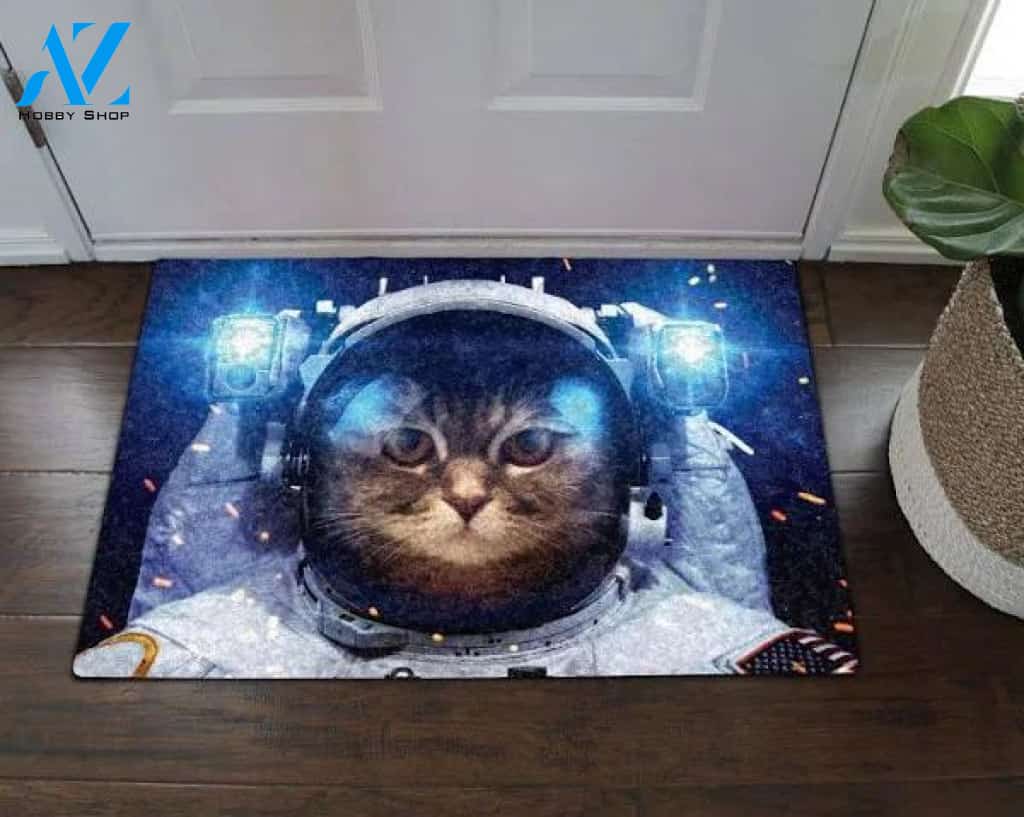 Astronaut Cat Funny Indoor and Outdoor Doormat Warm House Gift Welcome Mat Gift for Friend Family