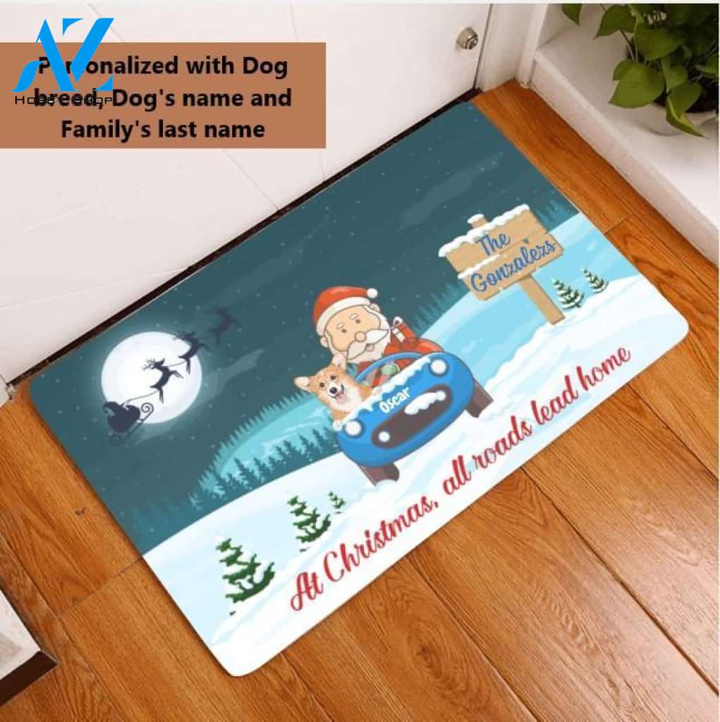 At Christmas All Road Lead Home Personalized Doormat | Welcome Mat | House Warming Gift