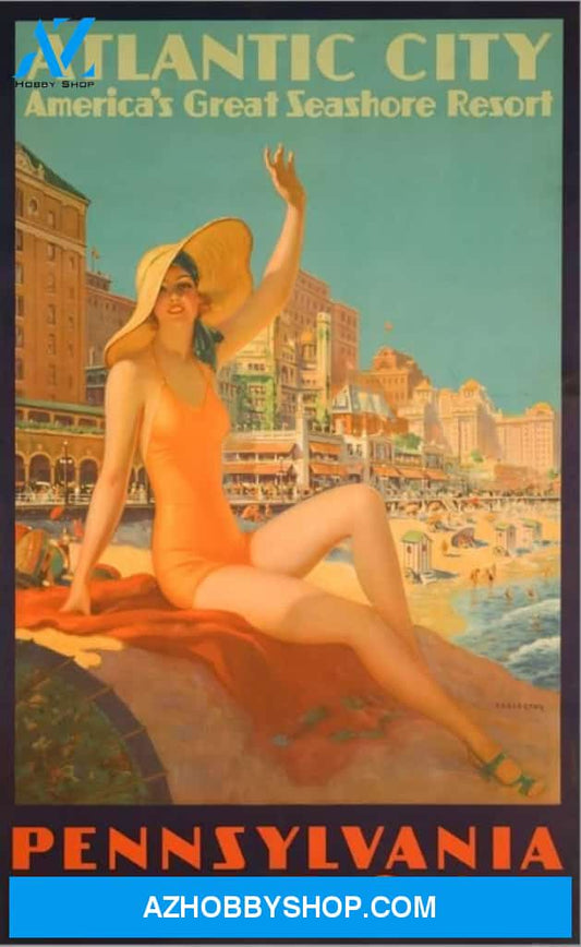 Atlantic City Canvas And Poster, Wall Decor Visual Art, Vintage Posters