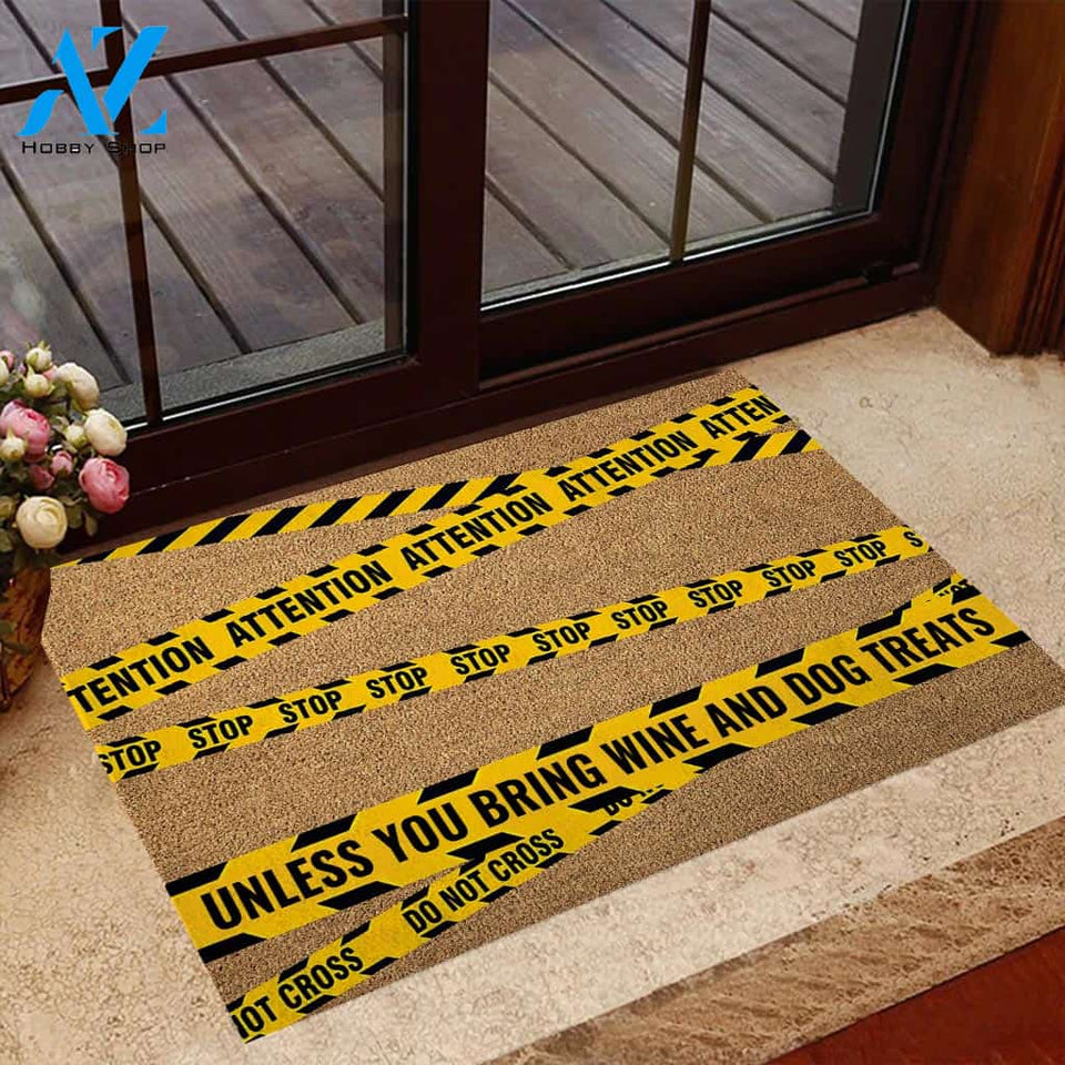 Attention - Dog Coir Pattern Print Doormat