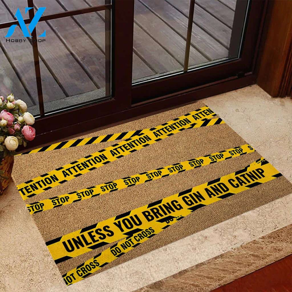 Attention - Gin Coir Pattern Print Doormat