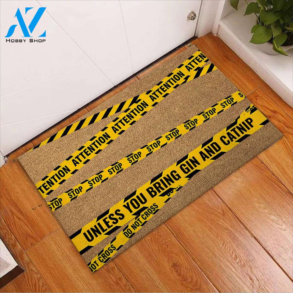 Attention - Gin Coir Pattern Print Doormat