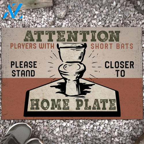Attention Players With Short Bats Funny Doormat, Gift For Baseball Lovers, Gift For Friend Family, Birthday Gift Decor Warm House Gift Welcome Mat