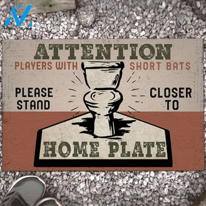 Attention Players With Short Bats Funny Doormat, Gift For Baseball Lovers, Gift For Friend Family, Birthday Gift Decor Warm House Gift Welcome Mat