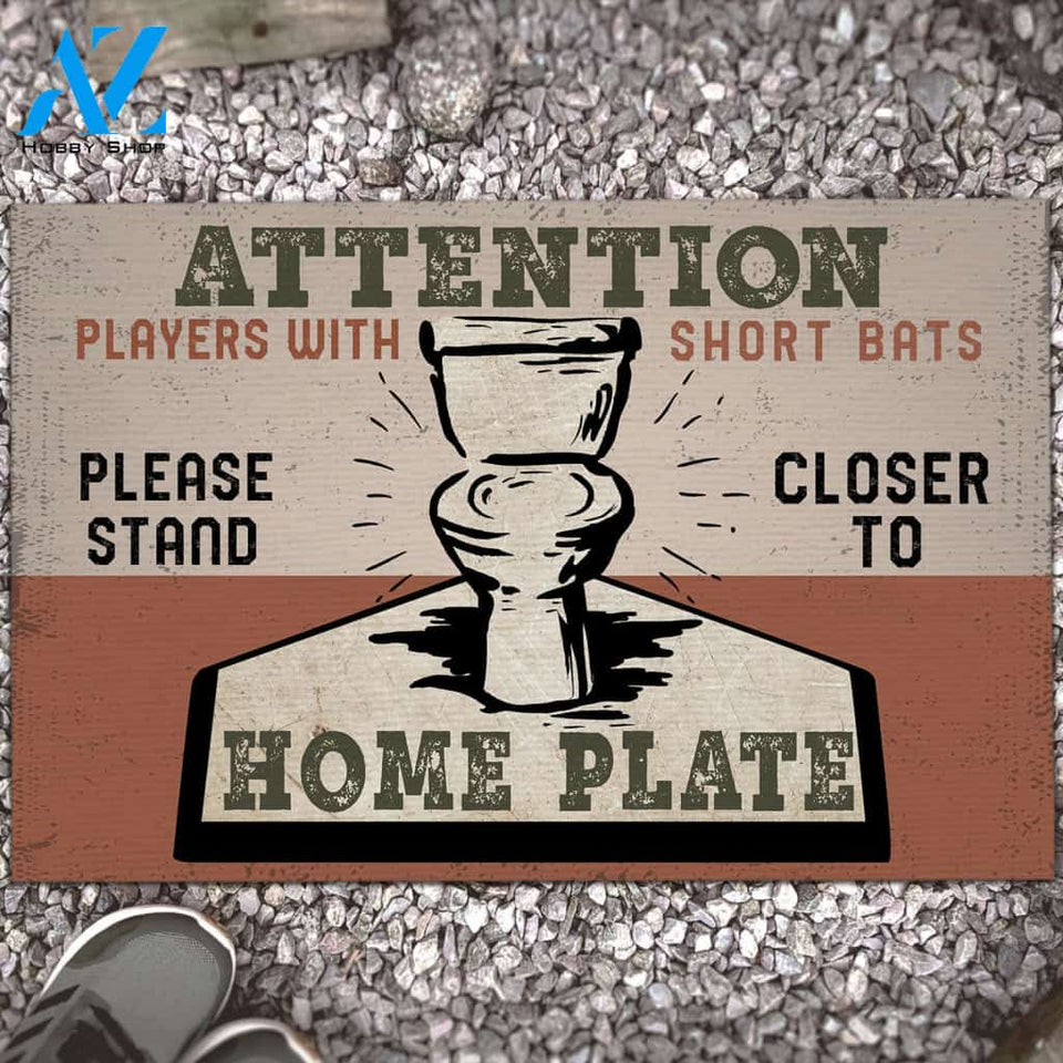 Attention Players With Short Bats Funny Doormat, Gift For Baseball Lovers, Gift For Friend Family, Birthday Gift Decor Warm House Gift Welcome Mat