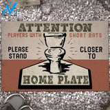 Attention Players With Short Bats Funny Doormat, Gift For Baseball Lovers, Gift For Friend Family, Birthday Gift Decor Warm House Gift Welcome Mat
