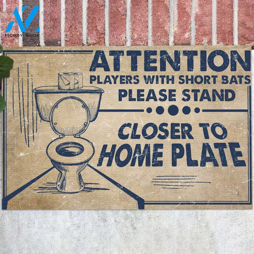 Attention Players With Short Bats Funny Doormat, Gift For Baseball Lovers, Gift For Friend Family, Birthday Gift Decor Warm House Gift ,Toilet Doormat