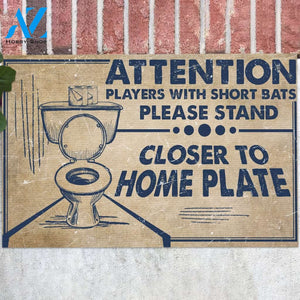 Attention Players With Short Bats Funny Doormat, Gift For Baseball Lovers, Gift For Friend Family, Birthday Gift Decor Warm House Gift ,Toilet Doormat