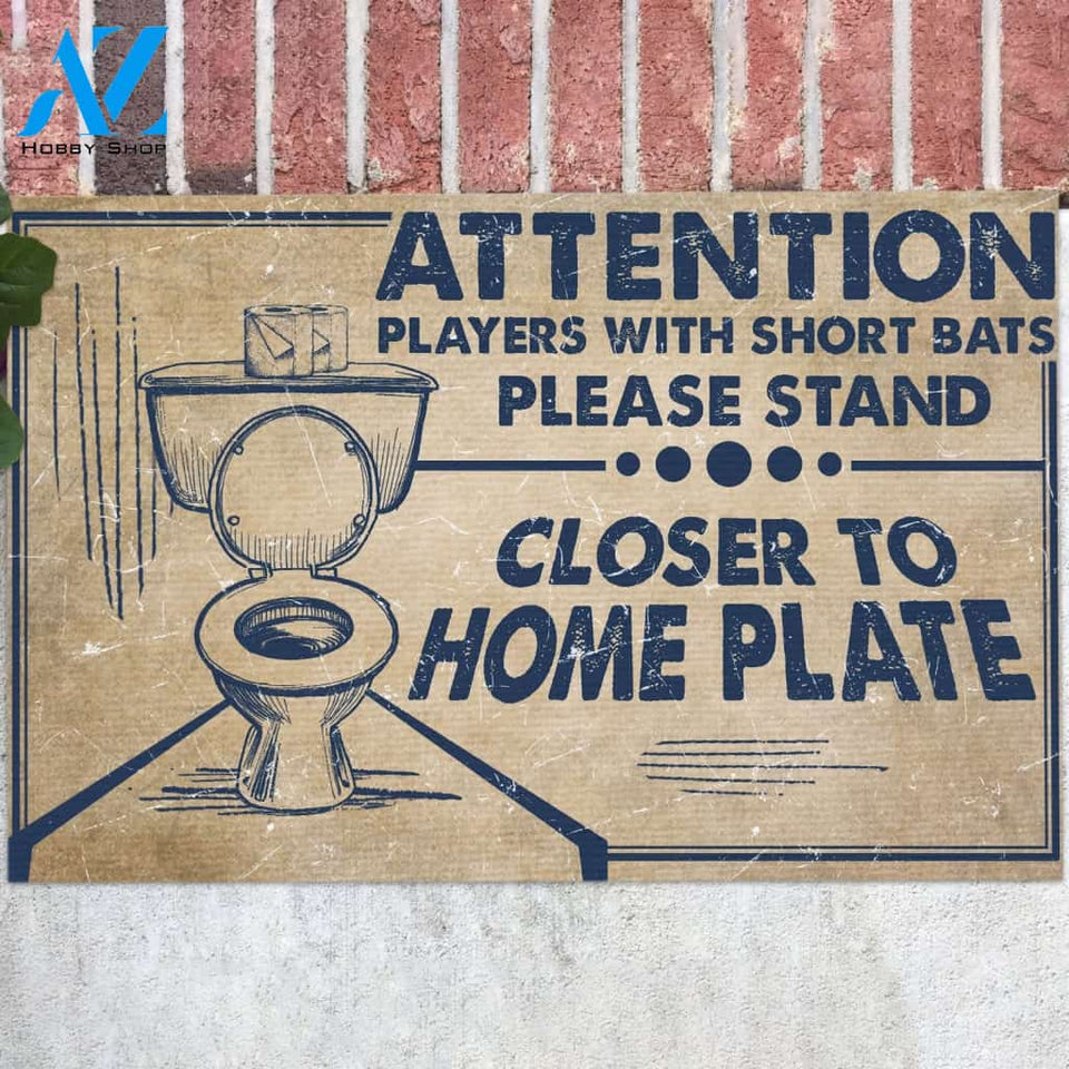Attention Players With Short Bats Funny Doormat, Gift For Baseball Lovers, Gift For Friend Family, Birthday Gift Decor Warm House Gift ,Toilet Doormat