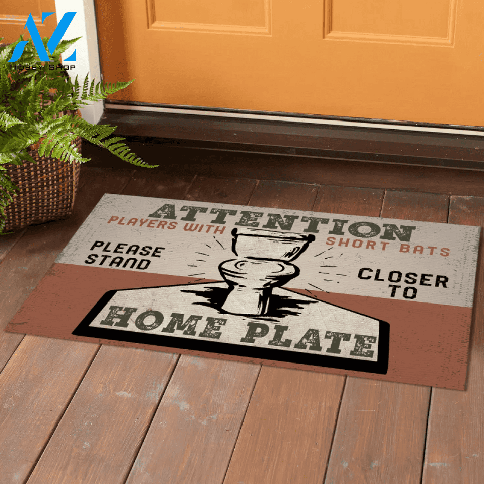 Attention Players With Short Bats Funny Doormat, Gift For Baseball Lovers, Gift For Friend Family, Birthday Gift Decor Warm House Gift Welcome Mat