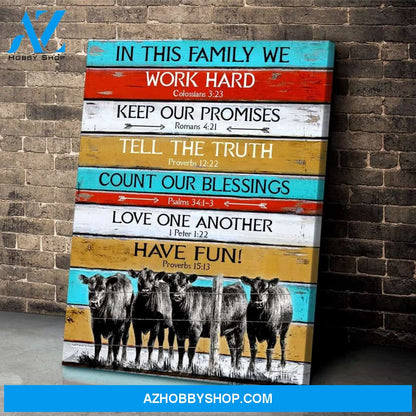 Au In This Family We Angus Cow Wall Art Canvas, Wall Decor Visual Art