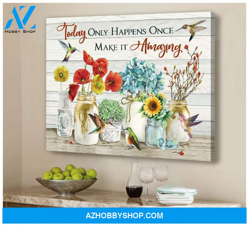 Au Make It Amazing Hummingbird Wall Art Canvas, Wall Decor Visual Art