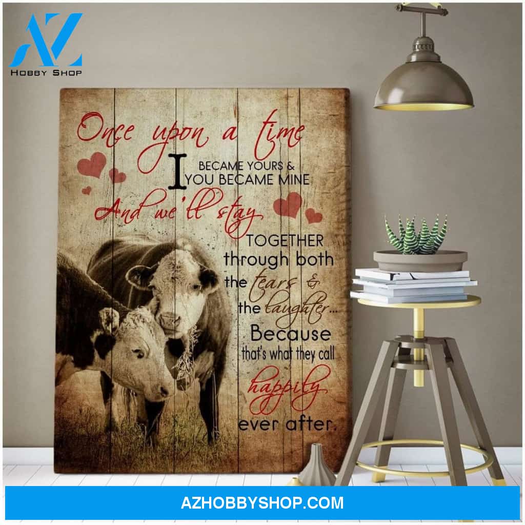 Au Once Upon A Time Cow Wall Art Canvas, Wall Decor Visual Art