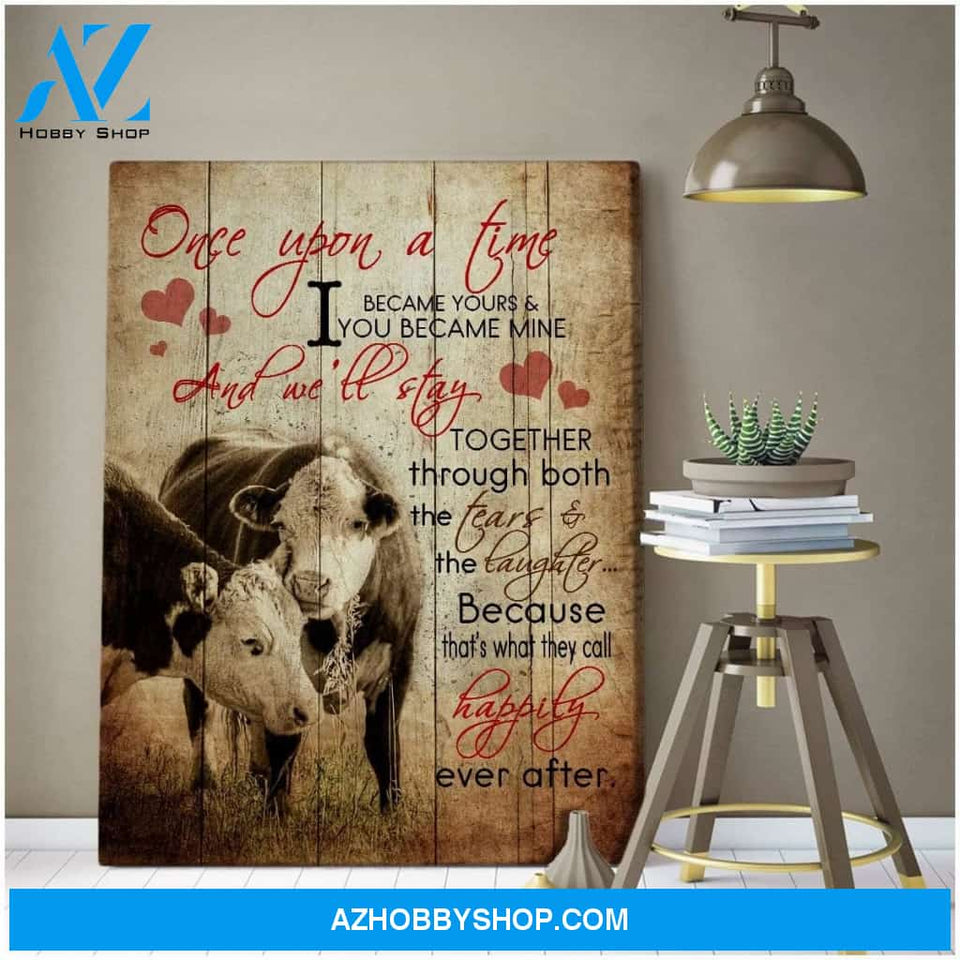 Au Once Upon A Time Cow Wall Art Canvas, Wall Decor Visual Art