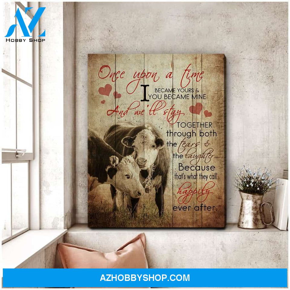 Au Once Upon A Time Cow Wall Art Canvas, Wall Decor Visual Art