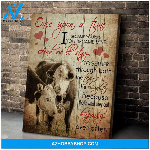 Au Once Upon A Time Cow Wall Art Canvas, Wall Decor Visual Art