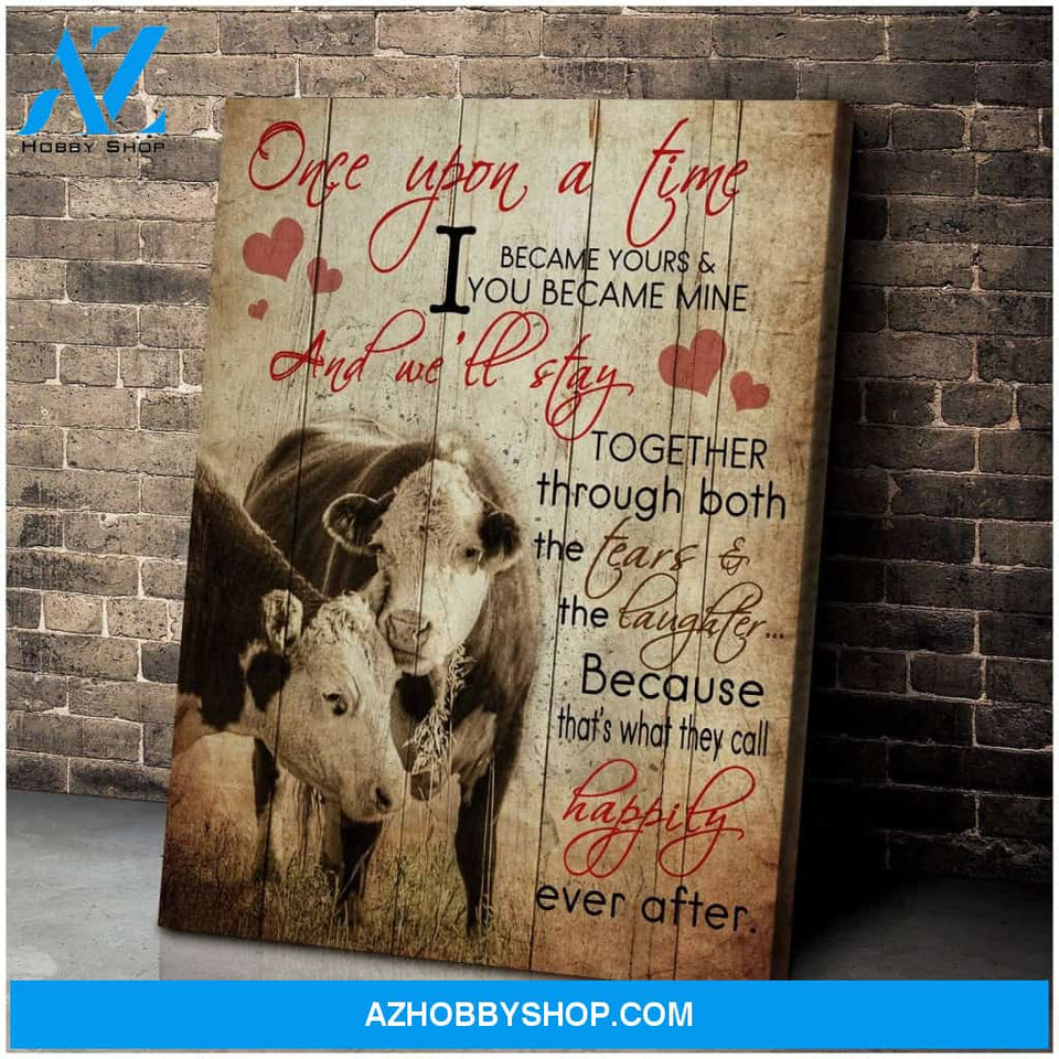 Au Once Upon A Time Cow Wall Art Canvas, Wall Decor Visual Art