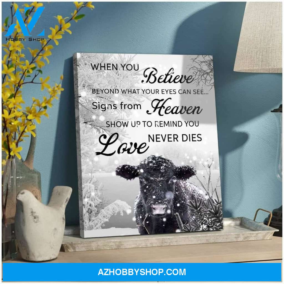 Au When You Believe Angus Cow Wall Art Canvas, Wall Decor Visual Art