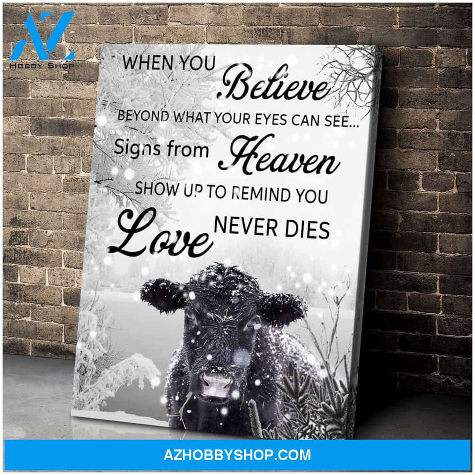 Au When You Believe Angus Cow Wall Art Canvas, Wall Decor Visual Art