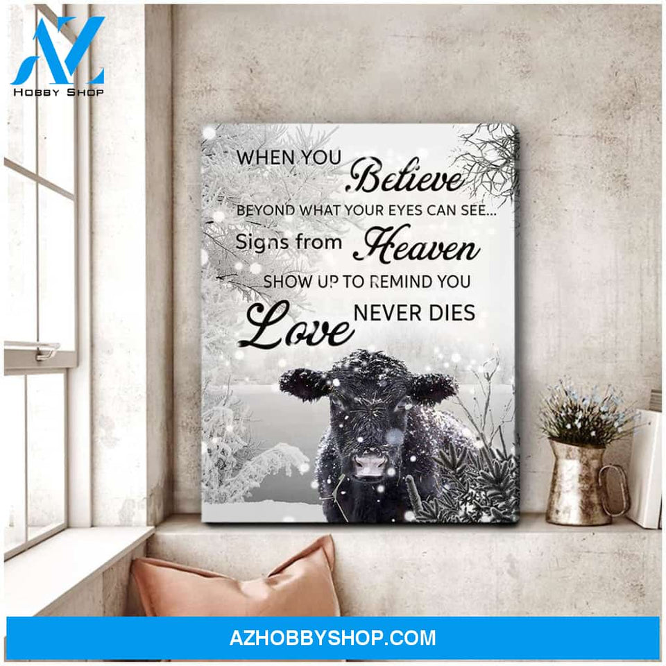 Au When You Believe Angus Cow Wall Art Canvas, Wall Decor Visual Art
