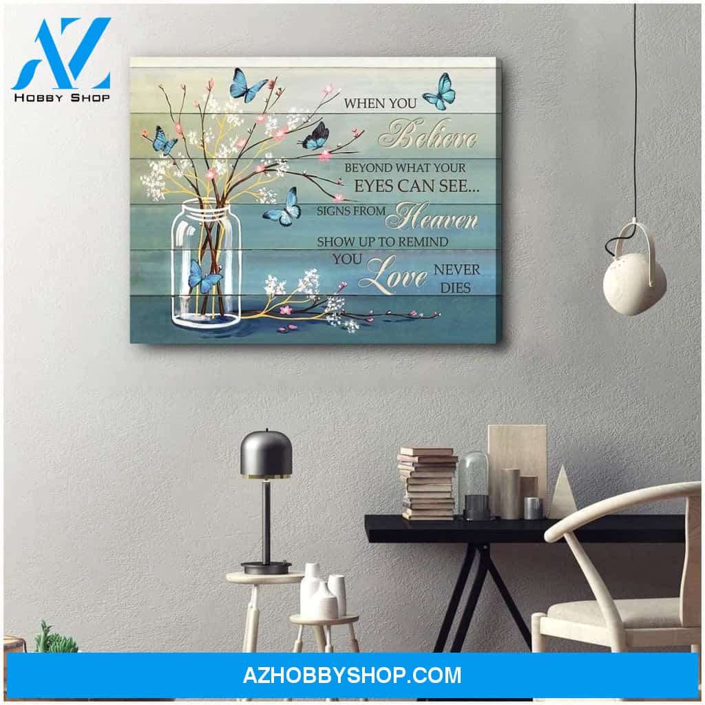 Au When You Believe Butterfly Wall Art Canvas, Wall Decor Visual Art