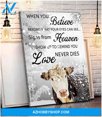 Au When You Believe Cow Wall Art Canvas, Wall Decor Visual Art
