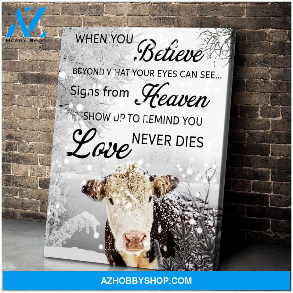 Au When You Believe Cow Wall Art Canvas, Wall Decor Visual Art